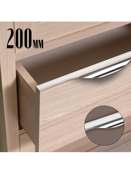 Ручка торцевая CAPPIO RP100CH, L=200 мм, цвет хром, 4 шт.