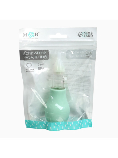 Аспиратор назальный Basic M&B, с колпачком, бирюзовый