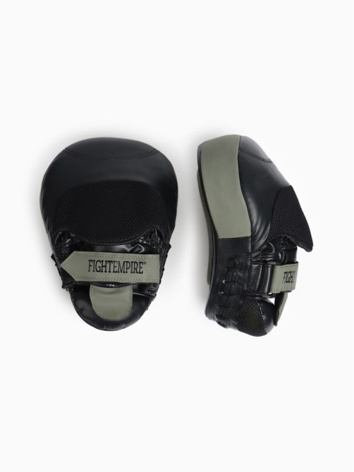 Лапы боксёрские изогнутые FIGHT EMPIRE, GEL-TECH, ПУ, пара, чёрный, зелёный