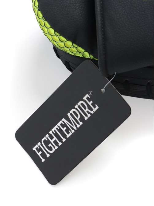 Лапы боксерские изогнутые FIGHT EMPIRE, CLASSIC, ПУ, чёрные, жёлтые, пара