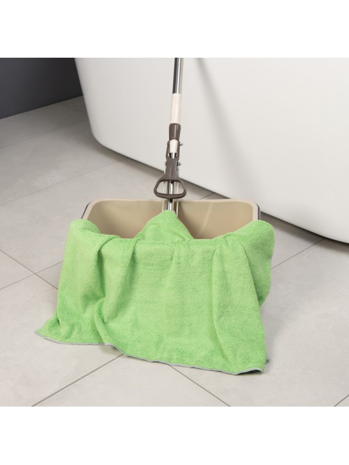 Тряпка для пола Raccoon, 250 г/м², 60×80 см, микрофибра, с оверлоком, 1 шт., зеленая
