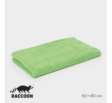 Тряпка для пола Raccoon, 250 г/м², 60×80 см, микрофибра, с оверлоком, 1 шт., зеленая