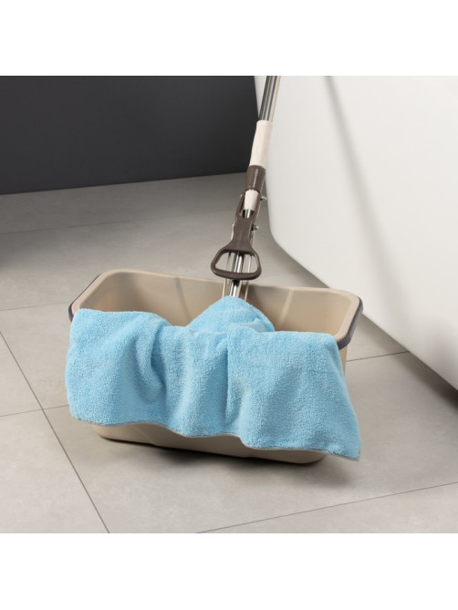Тряпка для пола Raccoon, 250 г/м², 60×80 см, микрофибра, с оверлоком, 1 шт., голубая