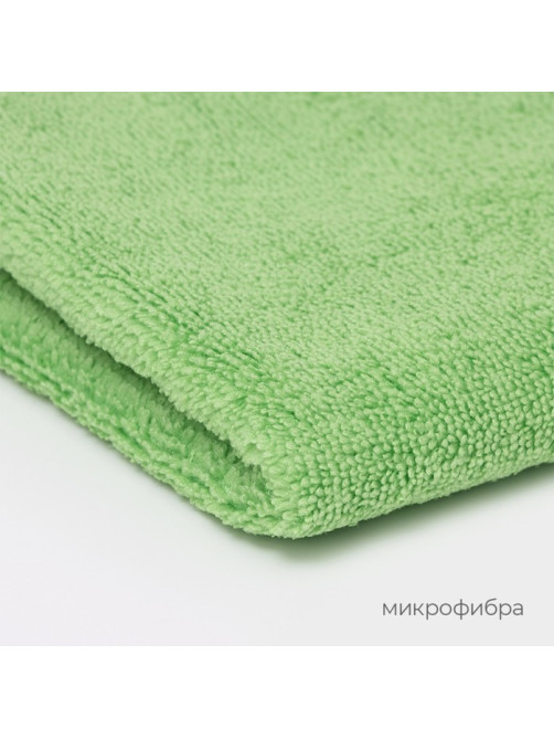 Тряпка для пола Raccoon, 250 г/м², 60×80 см, микрофибра, с оверлоком, 1 шт., зеленая