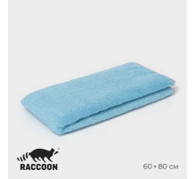 Тряпка для пола Raccoon, 250 г/м², 60×80 см, микрофибра, с оверлоком, 1 шт., голубая