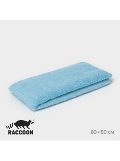 Тряпка для пола Raccoon, 250 г/м², 60×80 см, микрофибра, с оверлоком, 1 шт., голубая