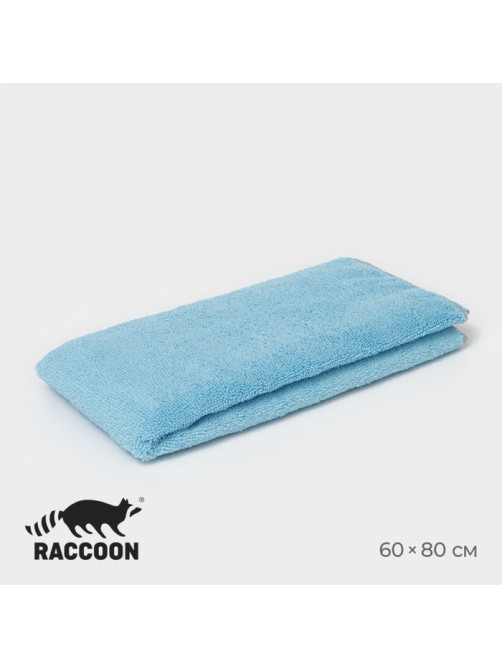 Тряпка для пола Raccoon, 250 г/м², 60×80 см, микрофибра, с оверлоком, 1 шт., голубая