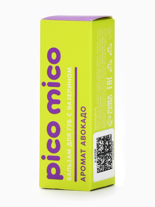 Бальзам для губ с вазелином, аромат: авокадо, 3.8 г, PICO MICO