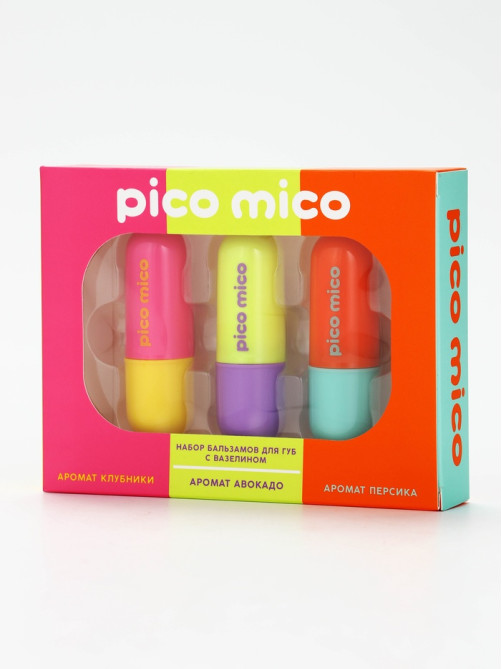Подарочный набор бальзамов для губ, 3×3.8 г, PICO MICO