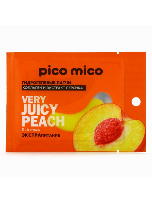 Патчи для области вокруг глаз Very juicy peach, 1 пара, гидрогелевые с коллагеном и экстрактом персика, PICO MICO