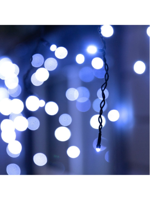 Гирлянда «Бахрома» 6×0.7 м, IP44, УМС, тёмная нить, 120 LED, свечение белое, 220 В