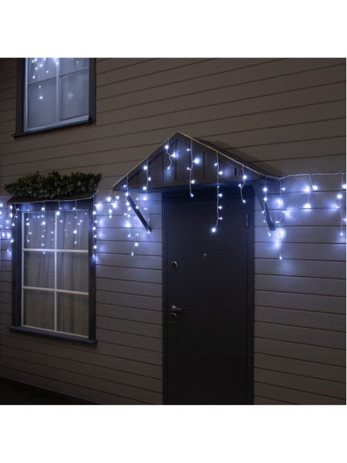 Гирлянда «Бахрома» 6×0.7 м, IP44, УМС, белая нить, 120 LED, свечение белое, 220 В