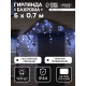 Гирлянда «Бахрома» 6×0.7 м, IP44, УМС, тёмная нить, 120 LED, свечение белое, 220 В
