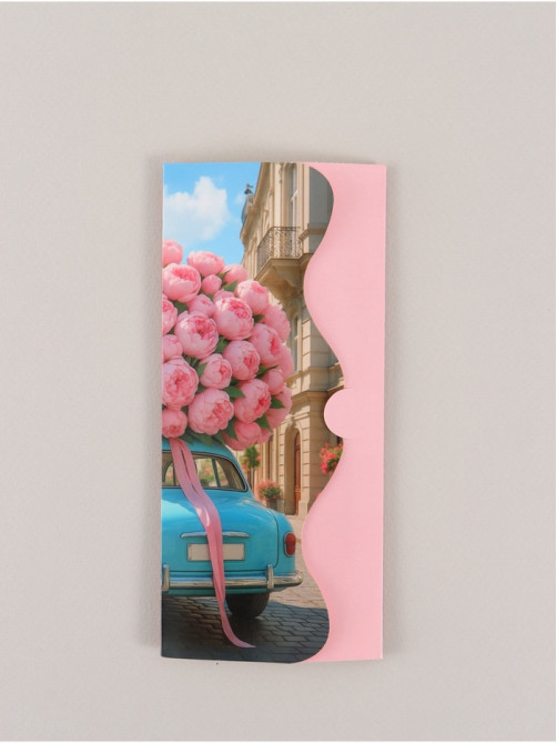 Конверт для денег фигурный «Пионы», 17.5×8 см