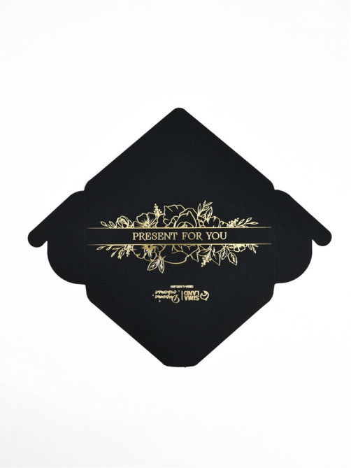 Конверт для денег Present for you, 16.5×8 см, тиснение, чёрный крафт