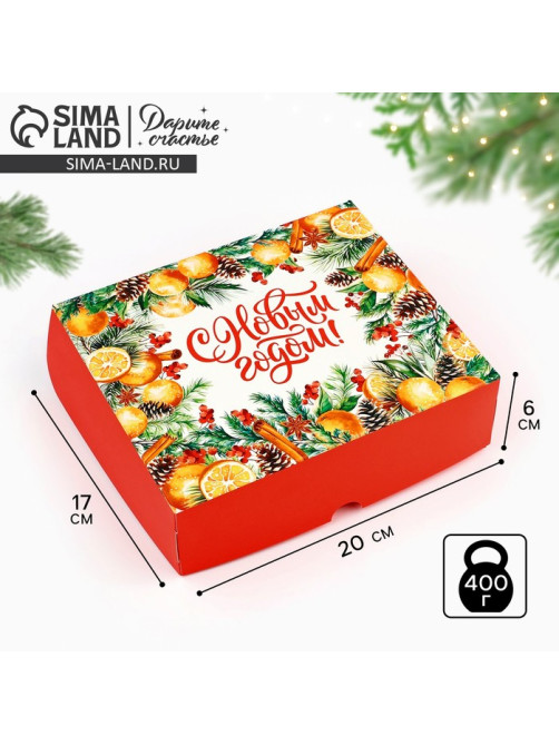 Упаковка для кондитерских изделий «Новогодняя ботаника», 20×17×6 см