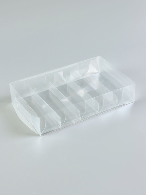 Коробка под 5 эклеров, прозрачная, складная PVC, 25×15×5 см