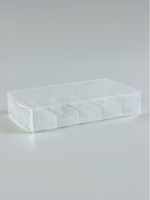Коробка под 5 эклеров, прозрачная, складная PVC, 25×15×5 см
