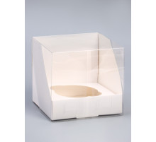 Коробка для 1 капкейка с прозрачной крышкой, 10.5×10.5×10 см, кондитерская упаковка