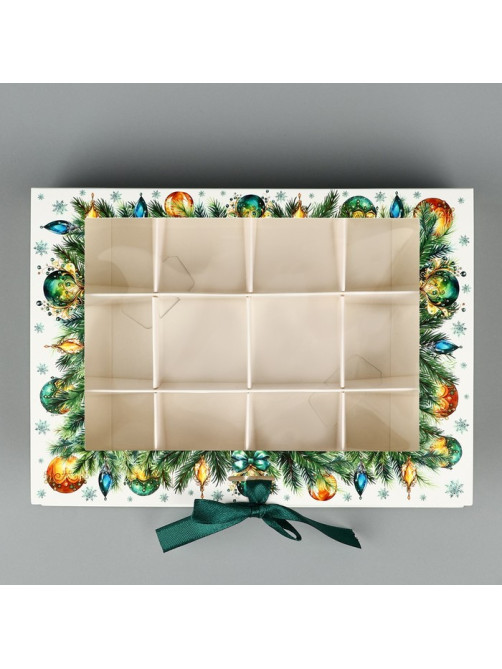 Коробка под 12 конфет с ячейками «С Новым годом!» 18.5×13.5×3.5 см