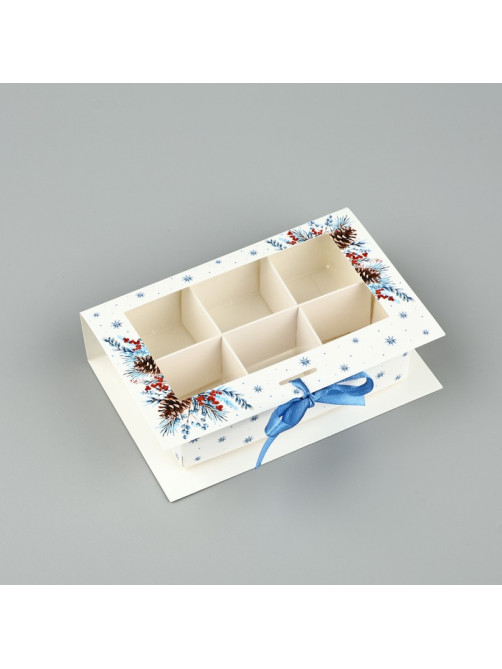 Коробка под 6 конфет с ячейками «С Новым годом!» 14.5×9.5×3.5 см