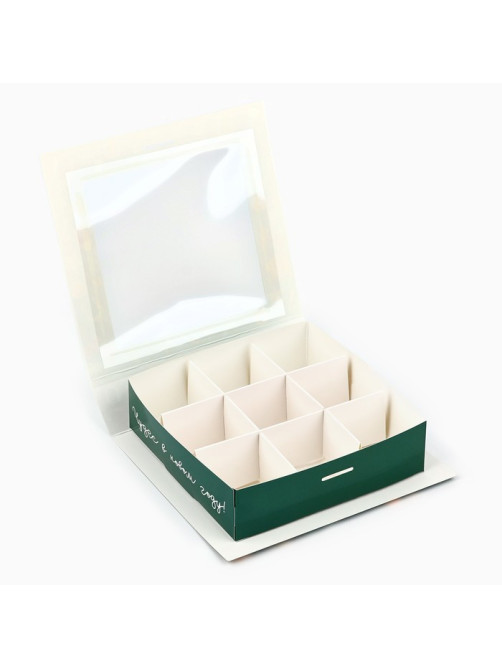 Коробка под 9 конфет с ячейками «С Новым годом!» 14.5×13.5×3.5 см