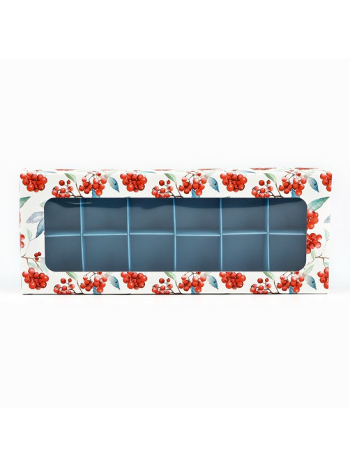 Коробка складная под 12 конфет новогодняя «Рябина», 3.5×10.5×26.5 см