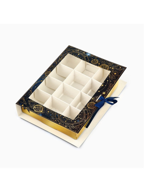 Коробка под 12 конфет с ячейками «Космос» 18.5×13.5×3.5 см