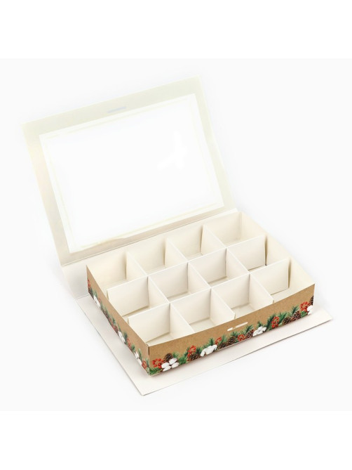 Коробка под 12 конфет с ячейками «Волшебного Нового года!» 18.5×13.5×3.5 см