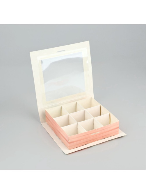 Коробка под 9 конфет с ячейками «Ты прекрасна» 14.5×13.5×3.5 см