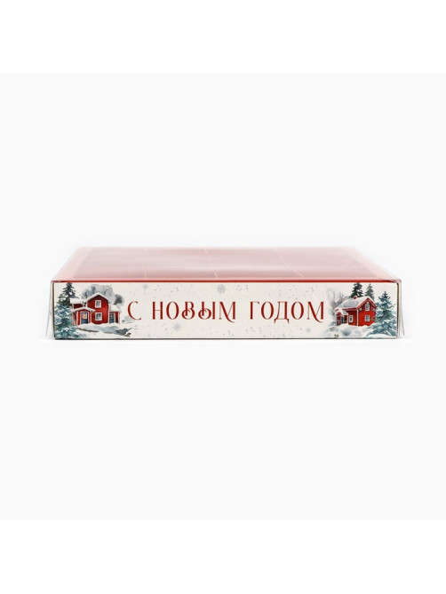 Коробка под 16 конфет новогодняя с ячейками «Снежные домики», 19×19×3 см