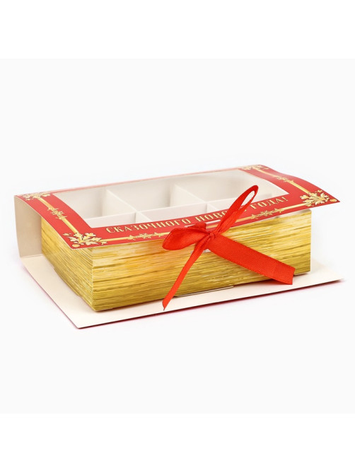 Коробка под 6 конфет новогодняя с ячейками «Зимняя почта» 14.5×9.5×3.5 см