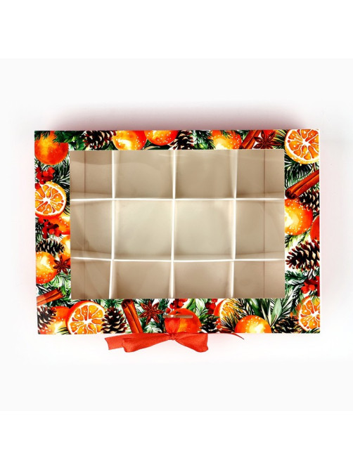 Коробка под 12 конфет новогодняя с ячейками «Аромат праздника» 18.5×13.5×3.5 см
