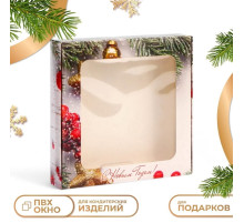 Подарочная коробка складная с окном «С Новым годом», 16×16×3 см