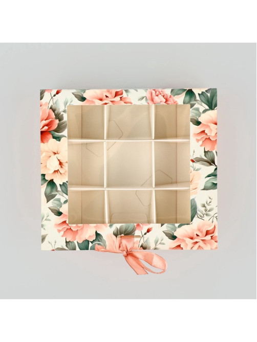 Коробка под 9 конфет с ячейками «Ты прекрасна» 14.5×13.5×3.5 см