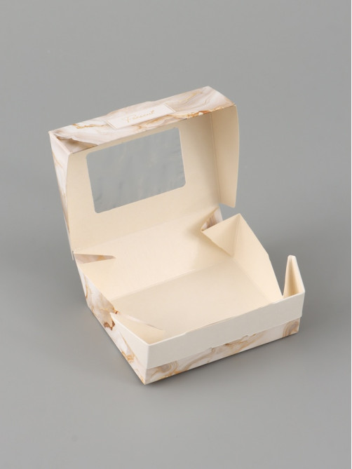 Коробка подарочная с окном «Мрамор», 10×8×3.5 см, самосборная