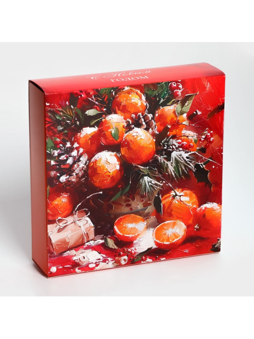 Коробка под 9 конфет «Новогодняя», 14.5×14.5×3.5 см