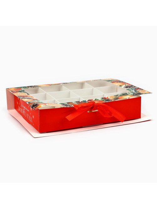 Коробка под 12 конфет новогодняя с ячейками «Аромат праздника» 18.5×13.5×3.5 см