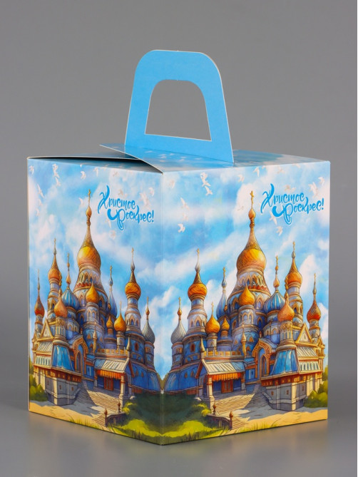 Коробка подарочная пасхальная с окном «Русский Храм», 15×15×18 см