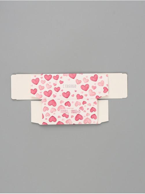 Коробка подарочная с окном «Сердца», 12×5.5×5.5 см, самосборная