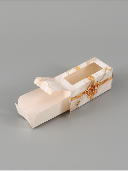 Коробка подарочная с окном «Мрамор», 12×5.5×5.5 см, самосборная