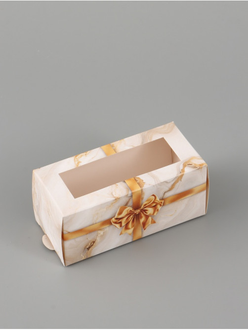 Коробка подарочная с окном «Мрамор», 12×5.5×5.5 см, самосборная