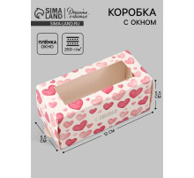 Коробка подарочная с окном «Сердца», 12×5.5×5.5 см, самосборная