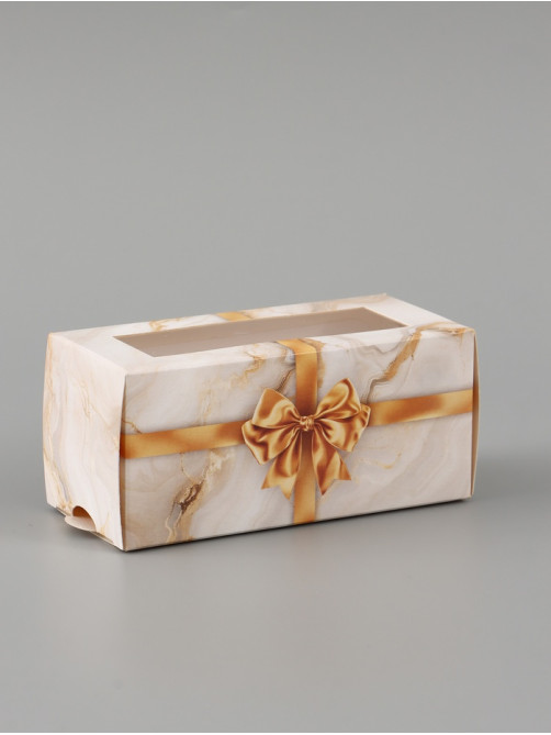 Коробка подарочная с окном «Мрамор», 12×5.5×5.5 см, самосборная