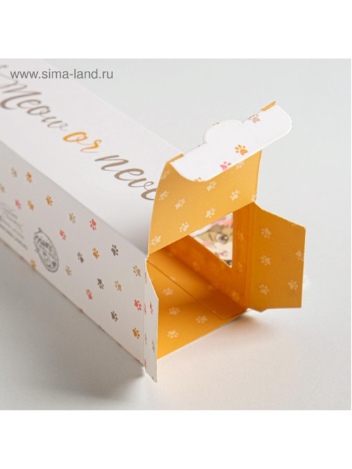 Коробка для макарун кондитерская, упаковка «Meow or never», 18 х 5,5 х 5,5 см