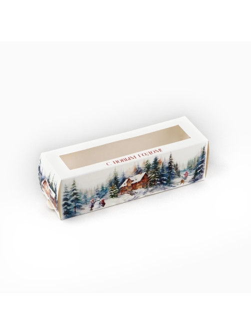 Коробочка для макарун новогодняя «С Новым годом» 18×5.5×5.5 см