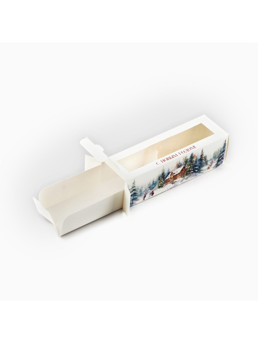 Коробочка для макарун новогодняя «С Новым годом» 18×5.5×5.5 см