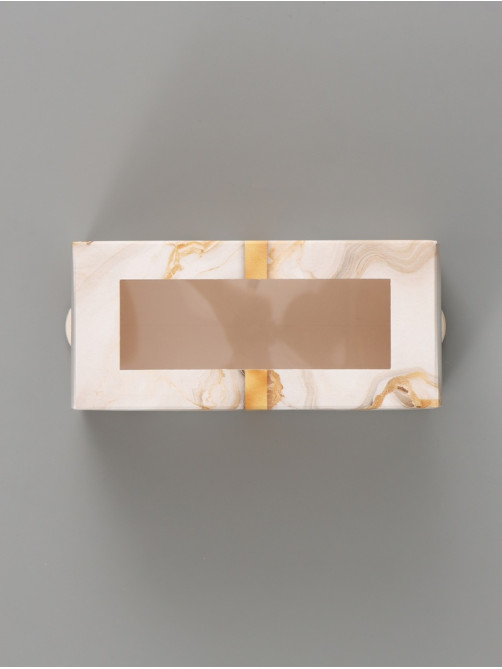Коробка подарочная с окном «Мрамор», 12×5.5×5.5 см, самосборная