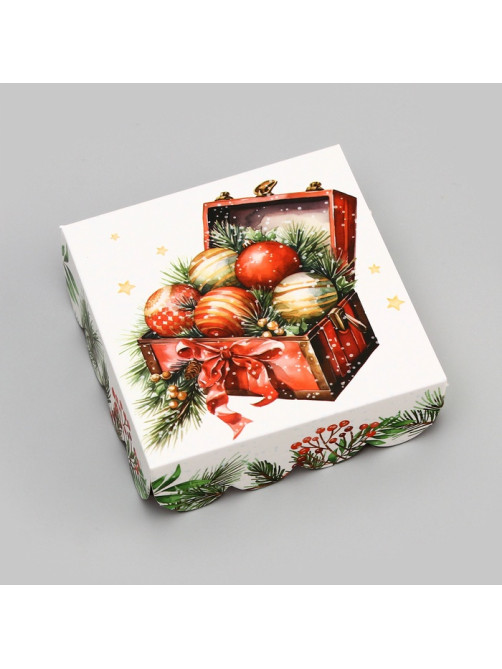 Коробка для печенья «Сундучок с подарками», 9×9×3 см, Новый год