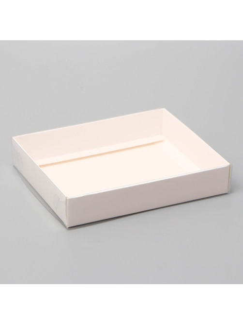 Коробочка сборная с прозрачной крышкой 16×13×3 см, белая